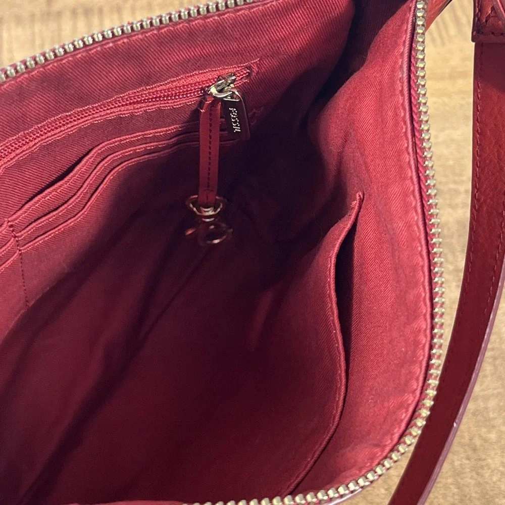 Fossil Red Leather Crossbody Bag Purse